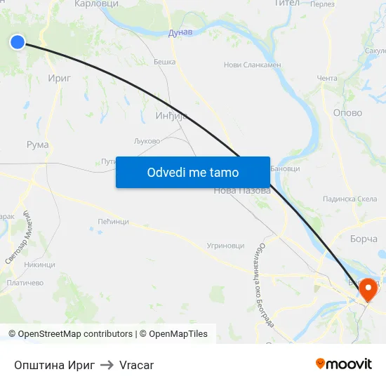 Општина Ириг to Vracar map