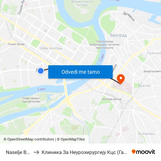 Naselje Belvil to Клиника За Неурохирургију Кцс (Гама Нож) map