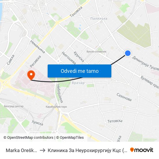 Marka Oreškovića to Клиника За Неурохирургију Кцс (Гама Нож) map