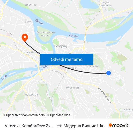 Vitezova Karađorđeve Zvezde to Модерна Бизнис Школа map