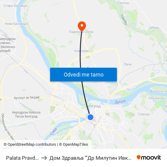 Palata Pravde 1 to Дом Здравља ""Др Милутин Ивковић"" map