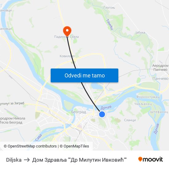 Diljska to Дом Здравља ""Др Милутин Ивковић"" map