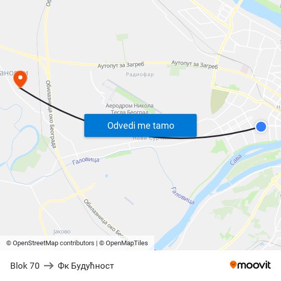 Blok 70 to Фк Будућност map