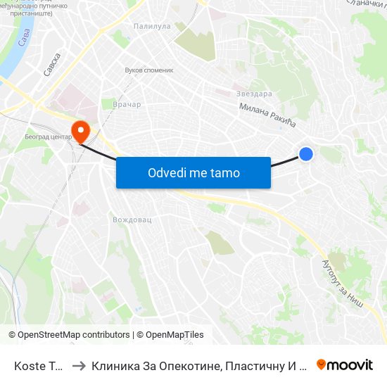 Koste Trifkovića to Клиника За Опекотине, Пластичну И Реконструктивну Хирургију map