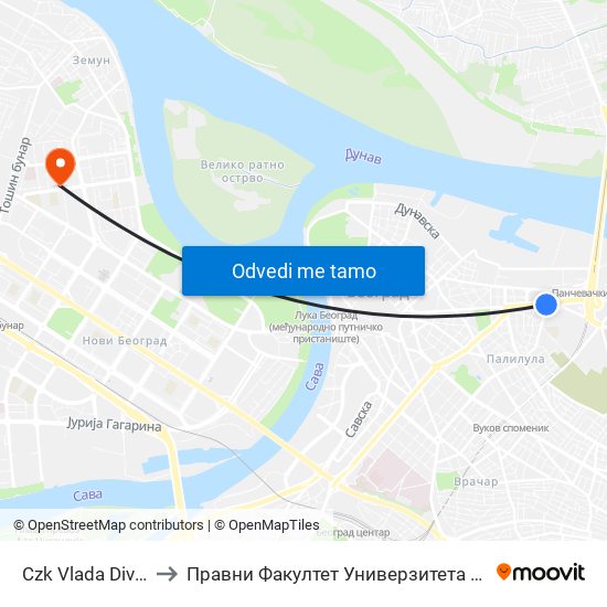 Czk Vlada Divljan to Правни Факултет Универзитета Унион map