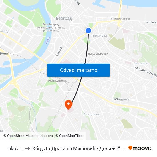 Takovska to Кбц „Др Драгиша Мишовић - Дедиње“ Комплекс А map