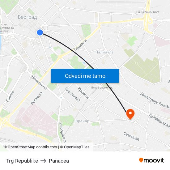 Trg Republike to Panacea map