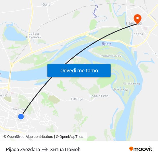 Pijaca Zvezdara to Хитна Помоћ map