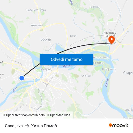 Gandijeva to Хитна Помоћ map