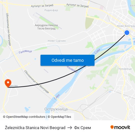 Železnička Stanica Novi Beograd to Фк Срем map