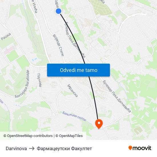 Darvinova to Фармацеутски Факултет map