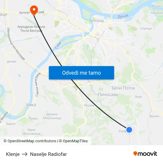 Klenje to Naselje Radiofar map