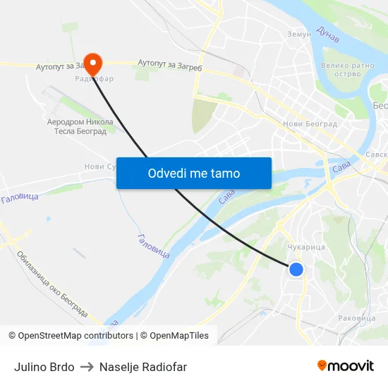Julino Brdo to Naselje Radiofar map