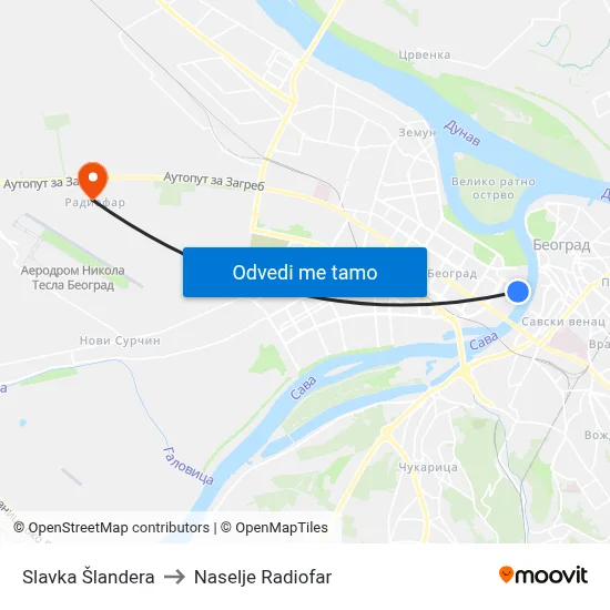 Slavka Šlandera to Naselje Radiofar map