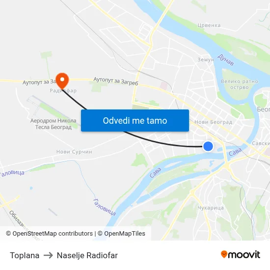 Топлана to Naselje Radiofar map