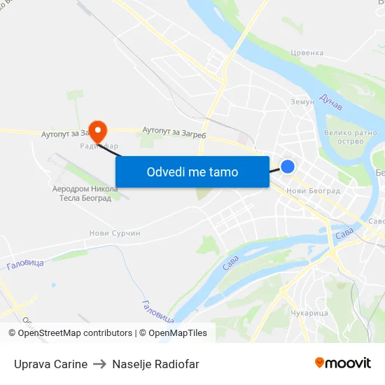 Uprava Carine to Naselje Radiofar map