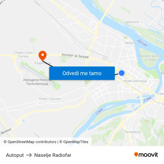 Autoput to Naselje Radiofar map