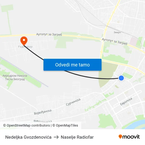 Недељка Гвозденовића to Naselje Radiofar map