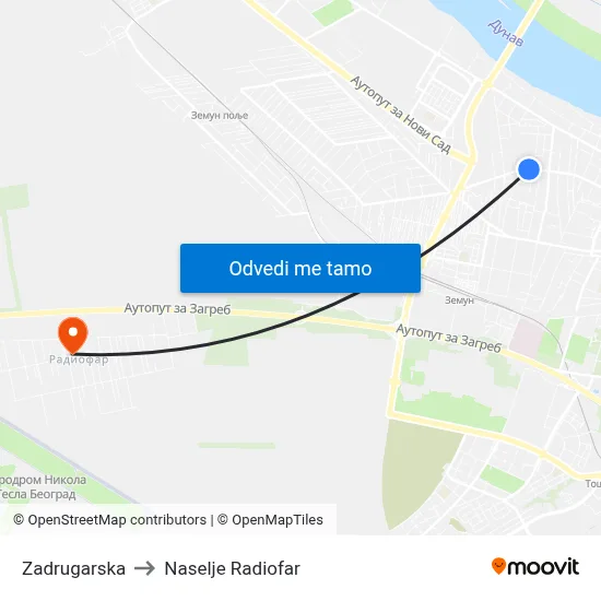 Zadrugarska to Naselje Radiofar map