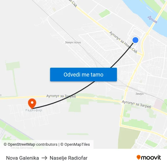 Нова Галеника to Naselje Radiofar map