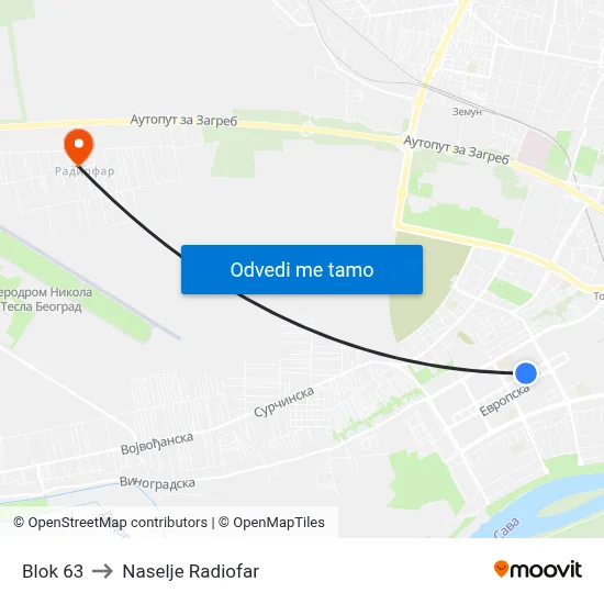 Blok 63 to Naselje Radiofar map
