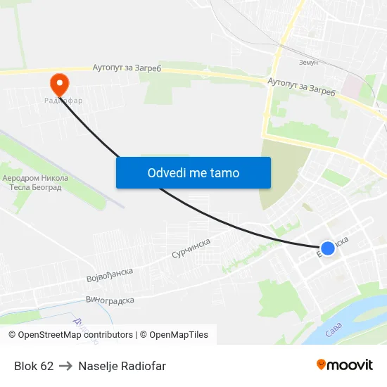 Blok 62 to Naselje Radiofar map