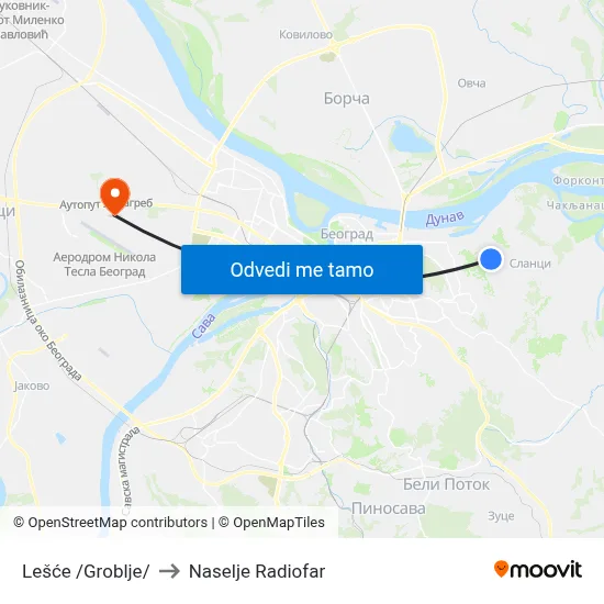 Лешће /Гробље/ to Naselje Radiofar map