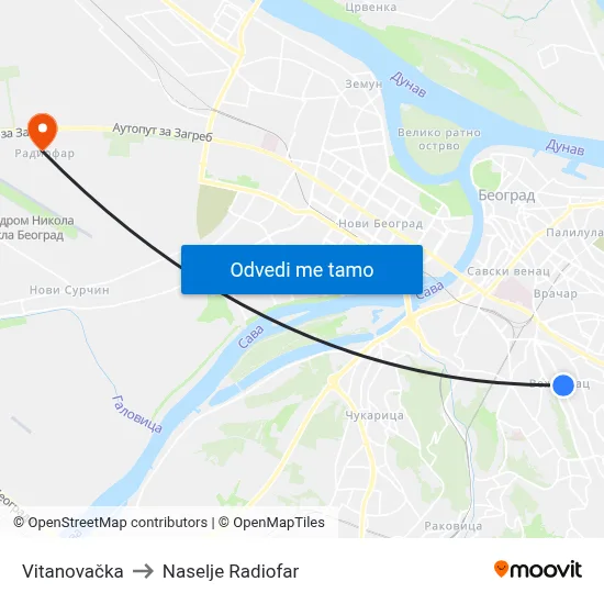 Vitanovačka to Naselje Radiofar map