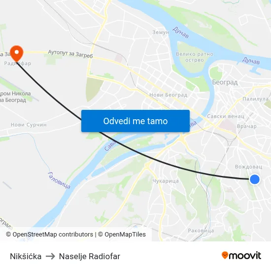 Никшићка to Naselje Radiofar map
