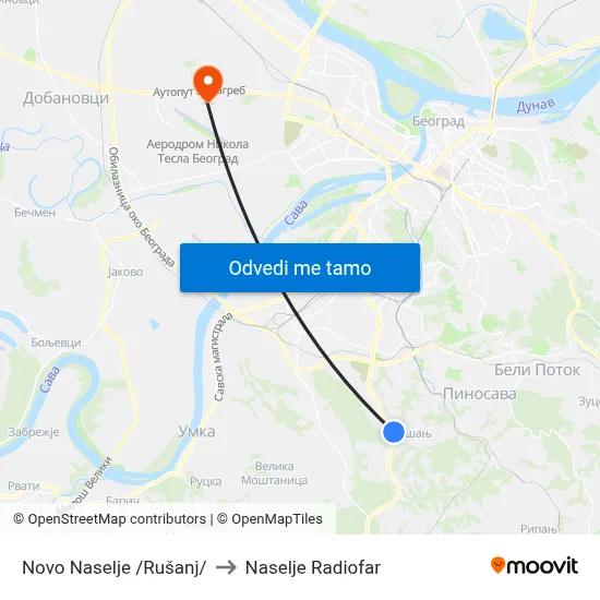 Novo Naselje /Rušanj/ to Naselje Radiofar map