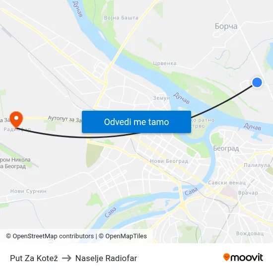 Put Za Kotež to Naselje Radiofar map