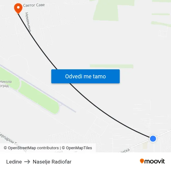 Ledine to Naselje Radiofar map