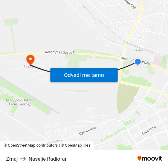 Zmaj to Naselje Radiofar map