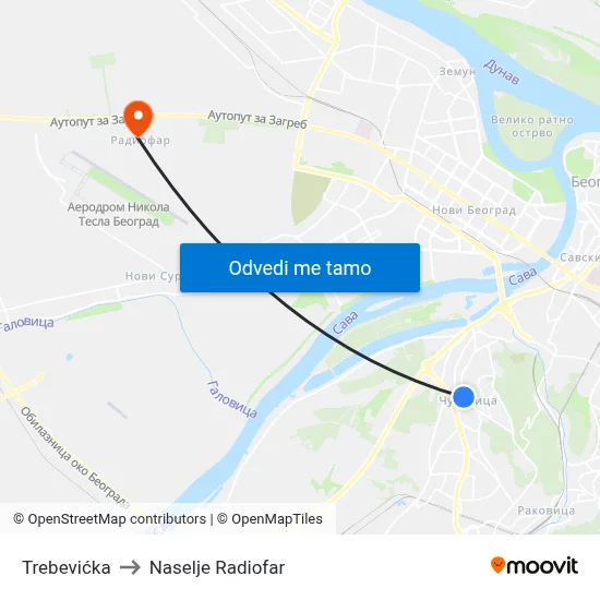 Trebevićka to Naselje Radiofar map