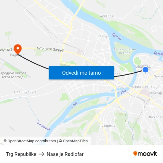 Trg Republike to Naselje Radiofar map