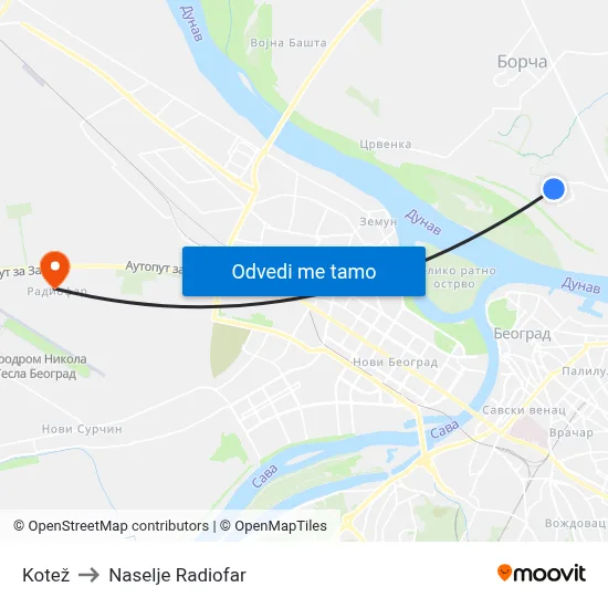 Котеж to Naselje Radiofar map