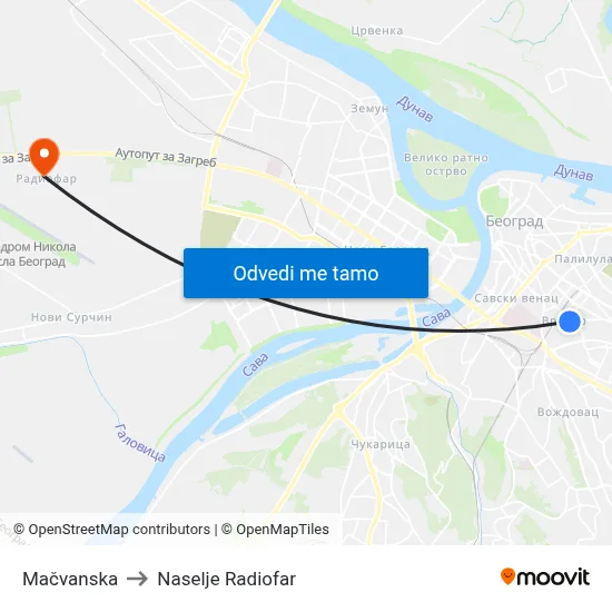 Mačvanska to Naselje Radiofar map