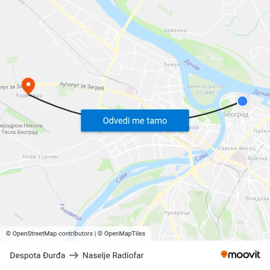 Despota Đurđa to Naselje Radiofar map