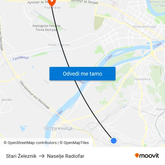 Стари Железник to Naselje Radiofar map