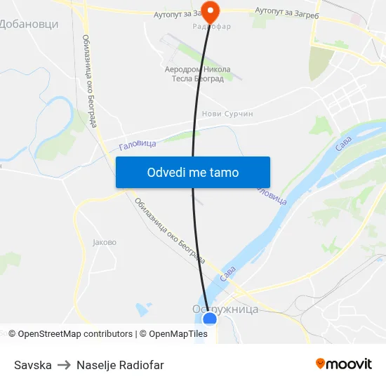 Savska to Naselje Radiofar map