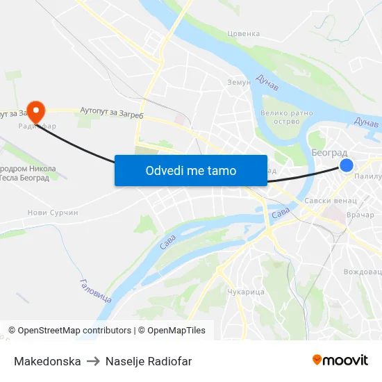 Makedonska to Naselje Radiofar map