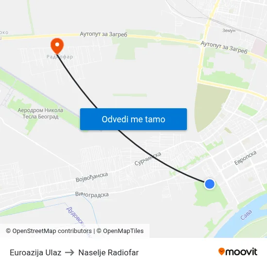 Euroazija Ulaz to Naselje Radiofar map