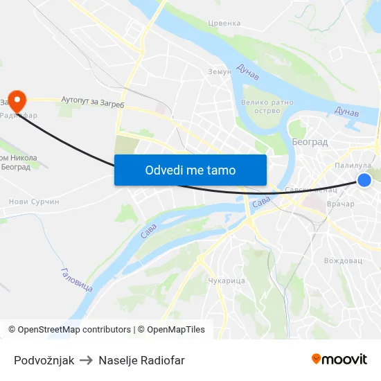 Podvožnjak to Naselje Radiofar map