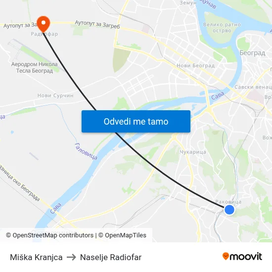 Miška Kranjca to Naselje Radiofar map