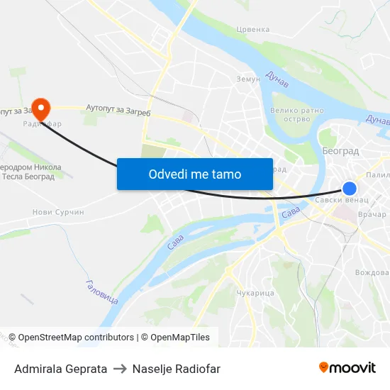 Admirala Geprata to Naselje Radiofar map