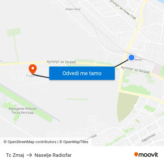 Tc Zmaj to Naselje Radiofar map