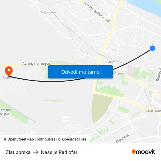 Златиборска to Naselje Radiofar map