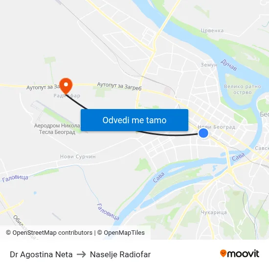 Dr Agostina Neta to Naselje Radiofar map