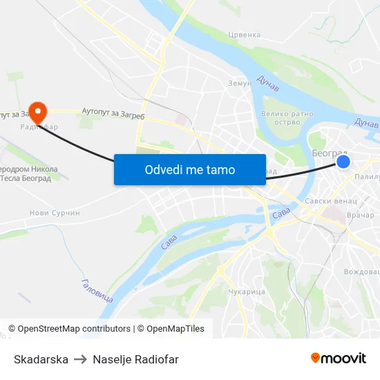 Skadarska to Naselje Radiofar map