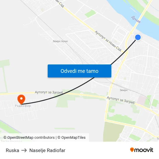Ruska to Naselje Radiofar map